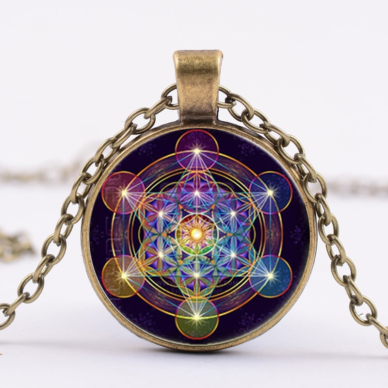 Greece Sacred Geometry Metatron Cube Necklace Chic Flower of Life Chakra Spiritual Pendant Necklace Magic Hexagram Choker - my-magic-mirror