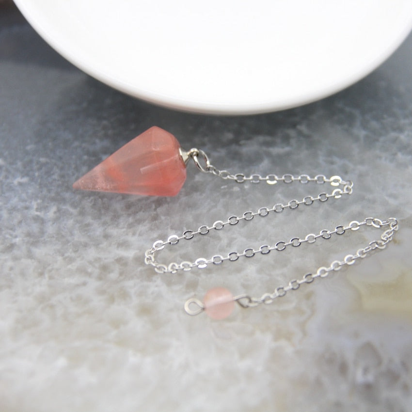 Natural Quartz Reiki Healing Pendulum,for Dowsing Spiritual Divination Cone Crystal Quartz Pendulos Small Size Necklace Jewelry - my-magic-mirror