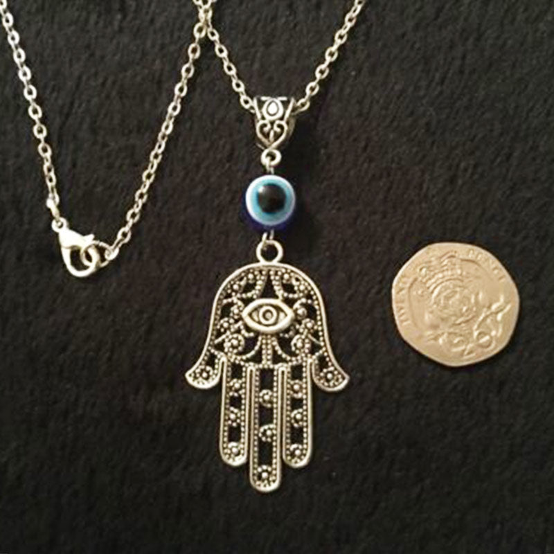 Hamsa Hand Necklace 18 Inch Hand of Fatima Spiritual Yoga Buddha Evil Eye Pendant Witch Jewelry Women Gift Necklaces Jewelry - my-magic-mirror