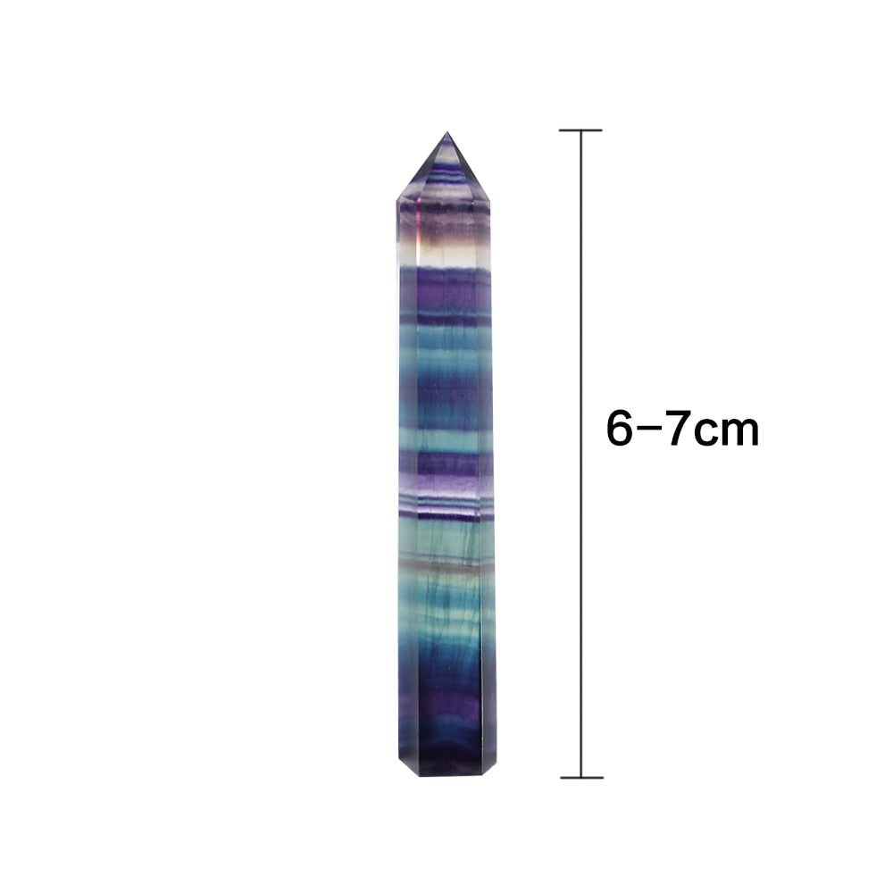 Natural Fluorite Crystal Colorful Striped Fluorite 4-7CM Quartz Crystal Stone Point Healing Hexagonal Wand Treatment Stone - my-magic-mirror