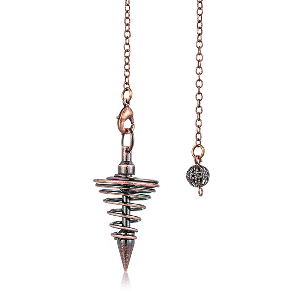 New Metal Pendulum For Dowsing Divination Reiki Healing Spiritual Wicca Amulet Antique Copper Spiral Cone Chains Pendant Jewelry - my-magic-mirror