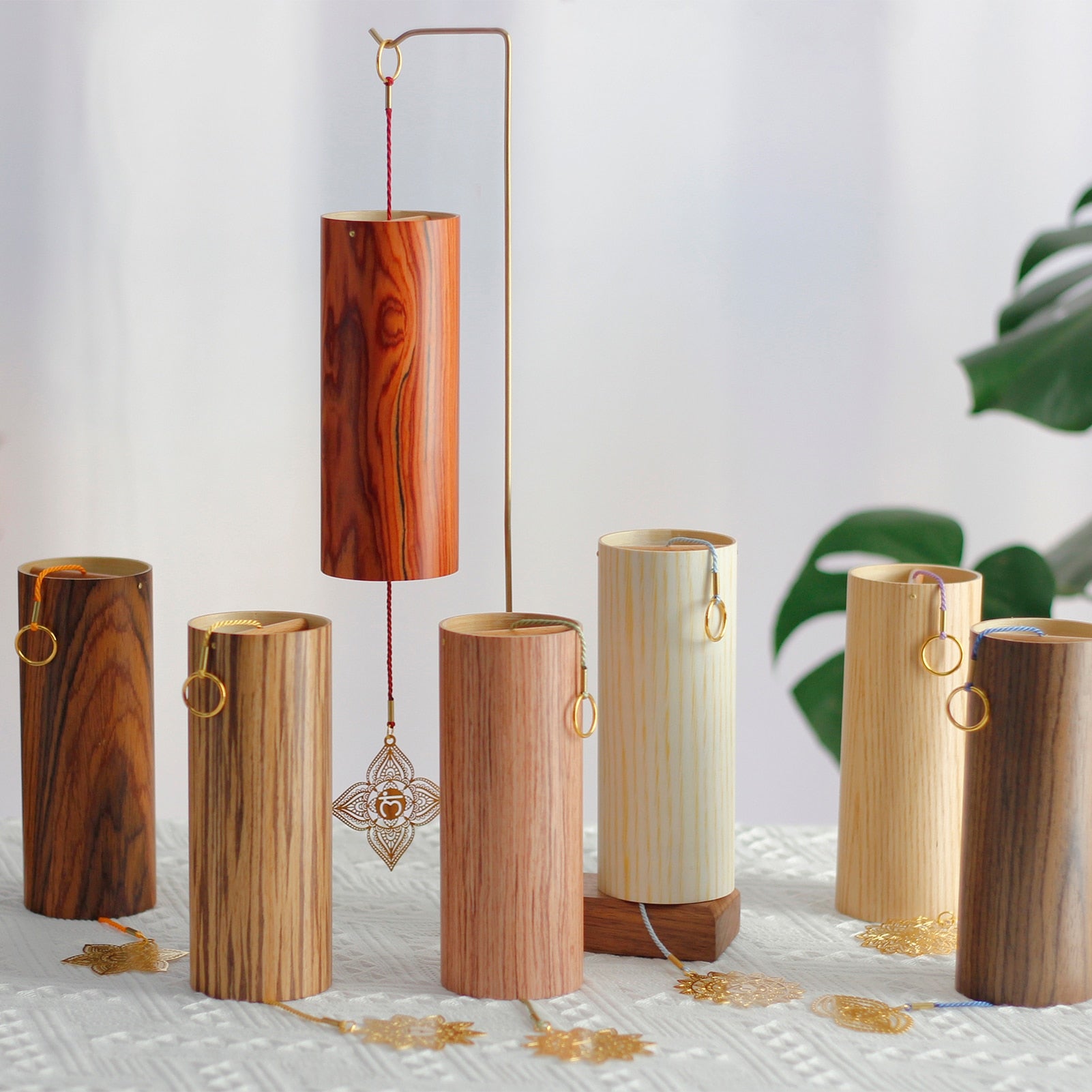 Chakra Chimes Natural Bamboo Wind Chime Meditation Chord Windbell for Outdoor Garden Patio Home Decoration Meditation Relaxation - my-magic-mirror