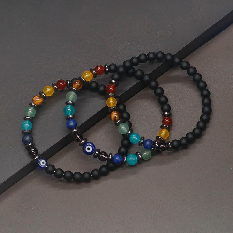 2022 6mm Yoga 7 Chakra Bracelet Men Women Lost Weight Magnetic Hematite Turkish Evil Eye Bracelet For Men Spiritual Jewelry - my-magic-mirror