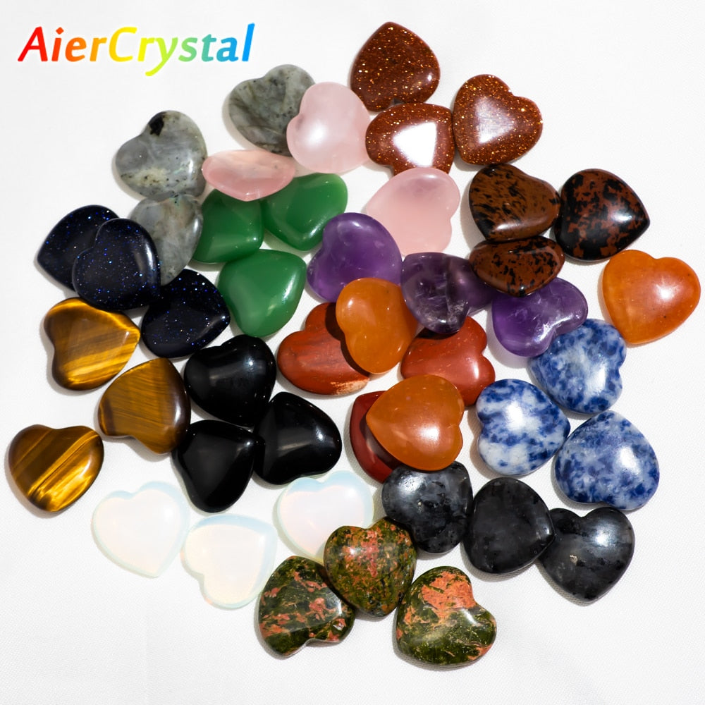 Natural Crysta Stone Love Heart Shape Ornaments Colorful Rough Seven Chakra Mineral Ore Fashion Jewelry Spiritual Healing Yoga - my-magic-mirror