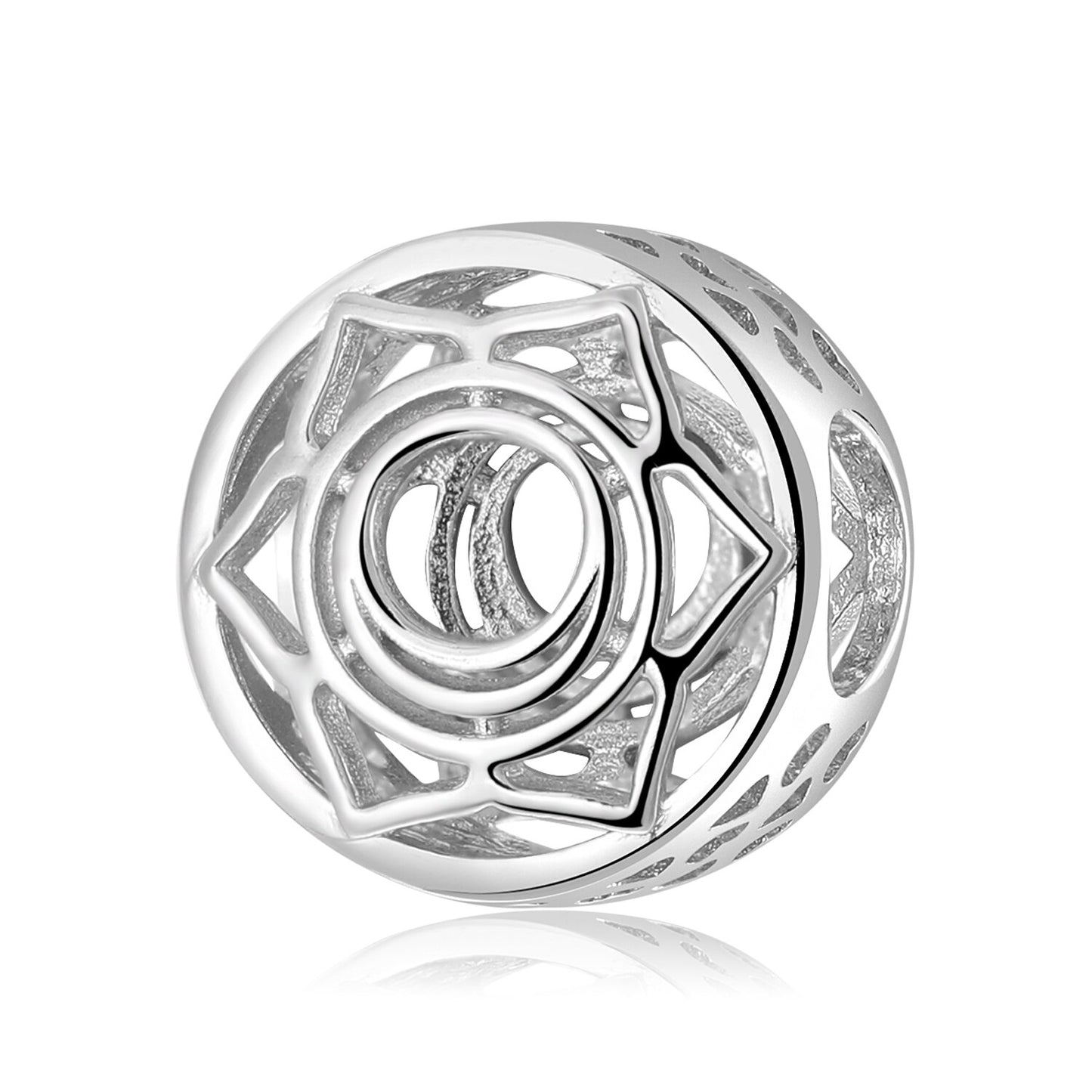 Hot Sale Hollow Out Seven Chakras Yoga Wheel Beads for Jewelry Making Silver-color Fit Original European Charms Bracelets DIY - my-magic-mirror