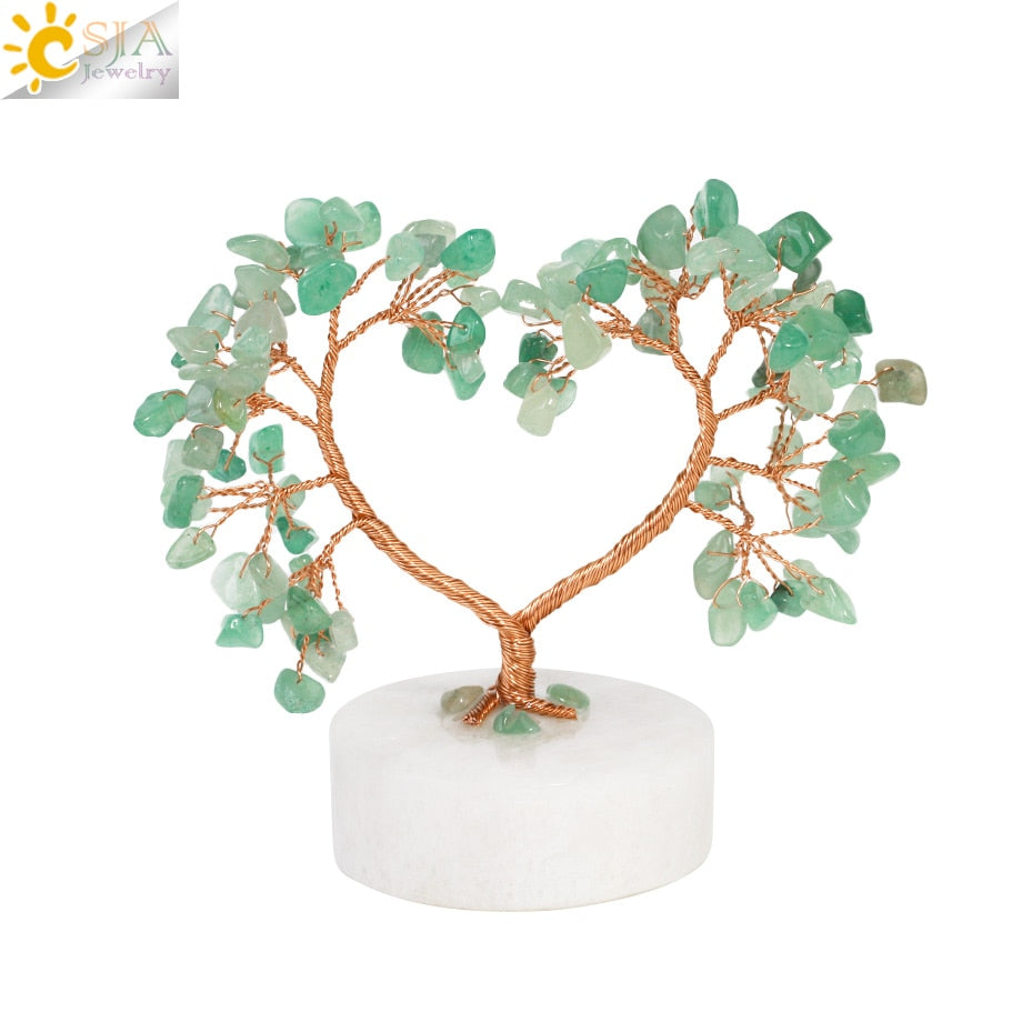 7 Chakras Natural Crystal Money Tree with Agate Slices Love Heart Lucky Tree for Life Fengshui Home Decor Wealth and Luck G831