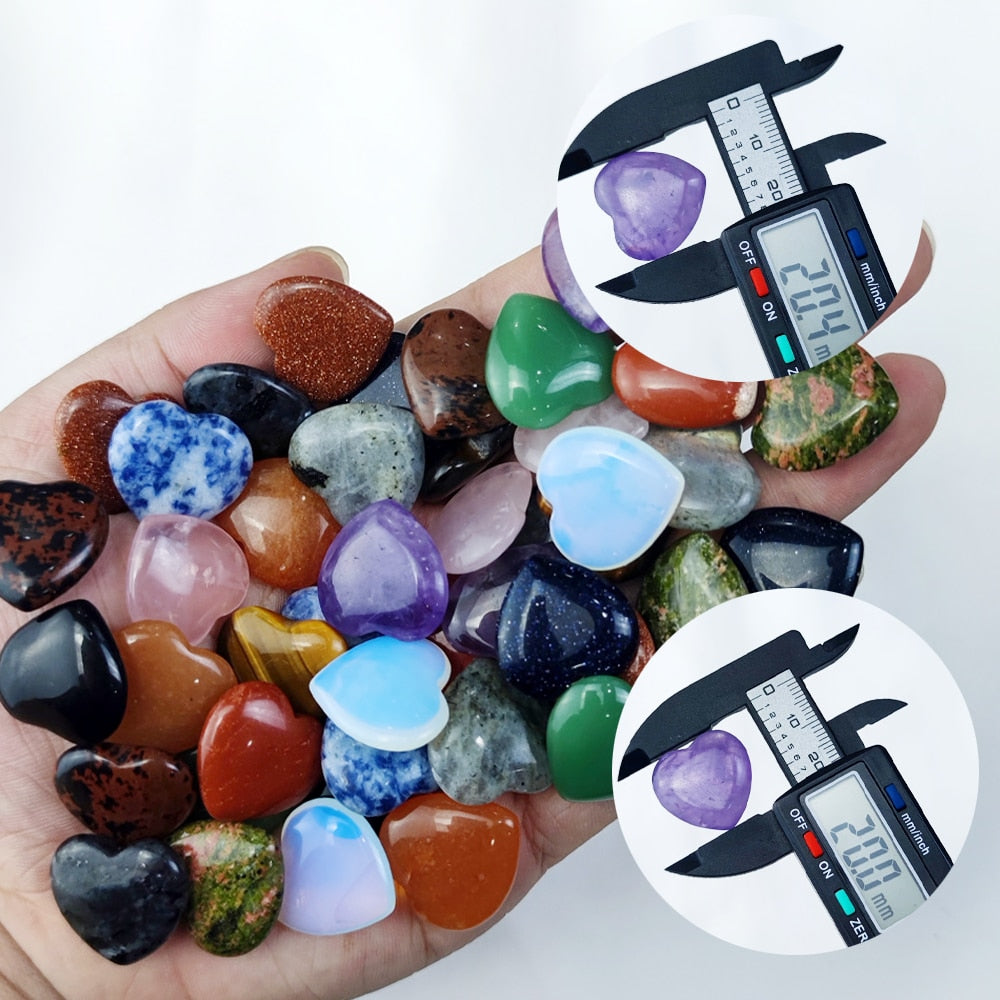 Natural Crysta Stone Love Heart Shape Ornaments Colorful Rough Seven Chakra Mineral Ore Fashion Jewelry Spiritual Healing Yoga - my-magic-mirror