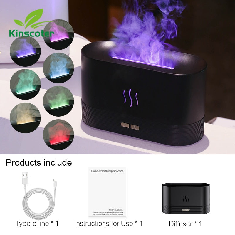 Kinscoter Aroma Diffuser Air Humidifier Ultrasonic Cool Mist Maker Fogger Led Essential Oil Flame Lamp Difusor - my-magic-mirror