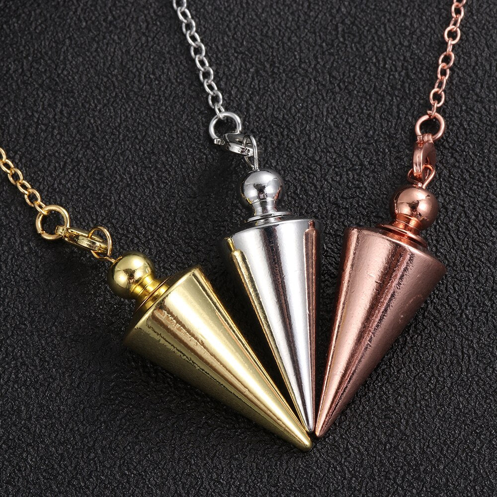 New Metal Pendulum For Dowsing Divination Reiki Healing Spiritual Wicca Amulet Antique Copper Spiral Cone Chains Pendant Jewelry - my-magic-mirror