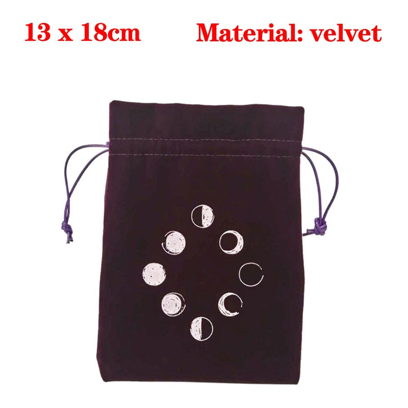 Velvet Moon Phase Tarots Oracle Cards Storage Bag Runes Constellation Witch Divination Accessories Jewelry Dice Bag - my-magic-mirror