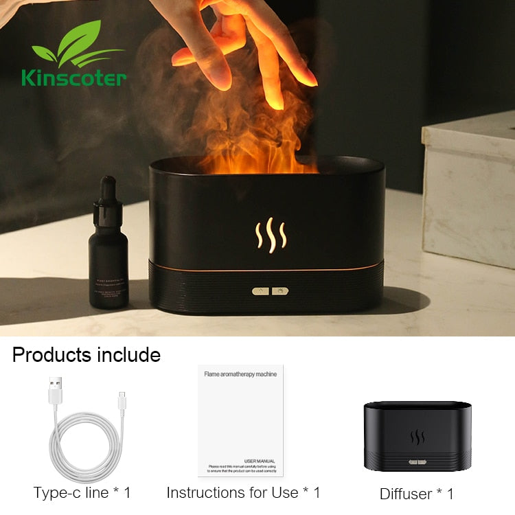 Kinscoter Aroma Diffuser Air Humidifier Ultrasonic Cool Mist Maker Fogger Led Essential Oil Flame Lamp Difusor - my-magic-mirror