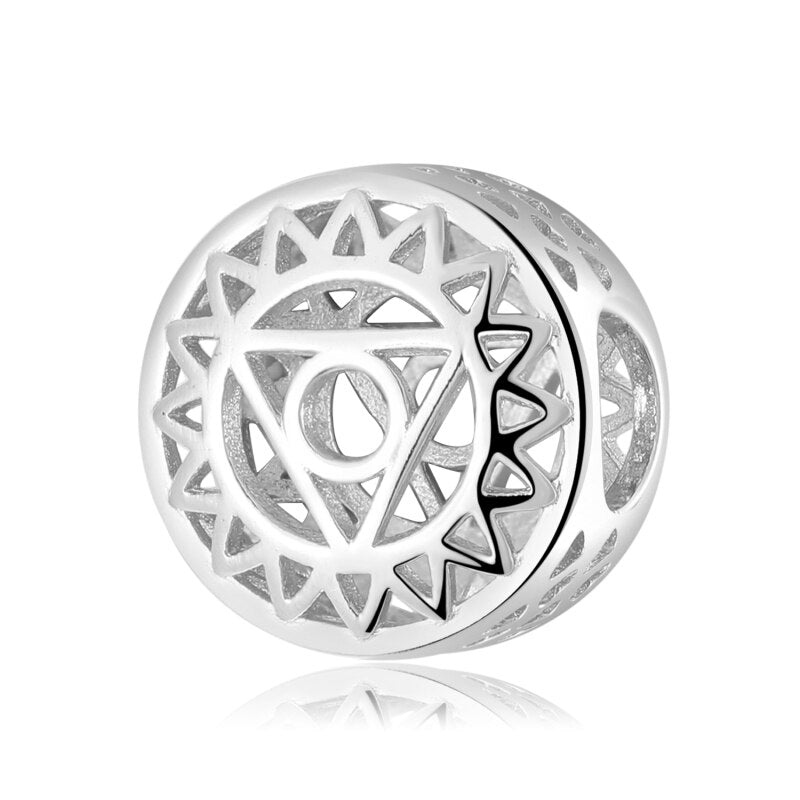 Hot Sale Hollow Out Seven Chakras Yoga Wheel Beads for Jewelry Making Silver-color Fit Original European Charms Bracelets DIY - my-magic-mirror