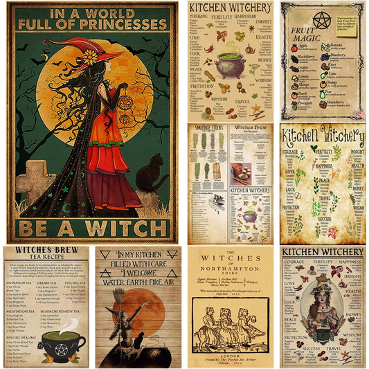 Kitchen Witchery Poster Retro Witch Brew Kraft Paper Prints Posters Vintage Home Room Bar Cafe Decor Aesthetic Art Wall Painting - my-magic-mirror