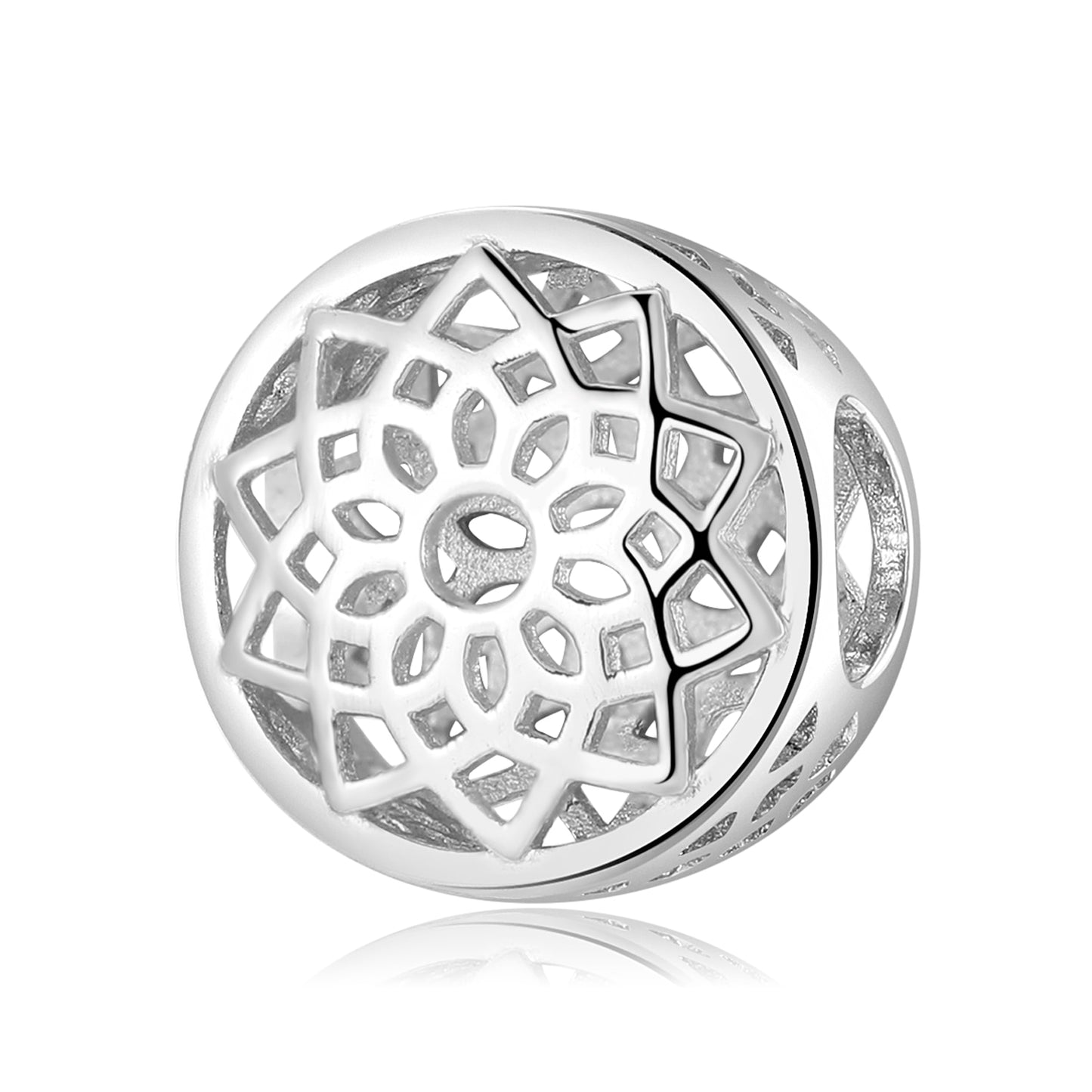 Hot Sale Hollow Out Seven Chakras Yoga Wheel Beads for Jewelry Making Silver-color Fit Original European Charms Bracelets DIY - my-magic-mirror