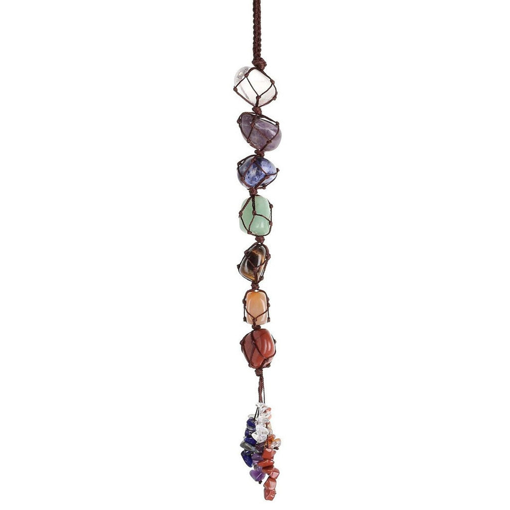 7 Chakra Gemstone Tassel Spiritual Car Pendant Reiki Healing Home Auto Hanging Ornament Natural Stone Decoration - my-magic-mirror