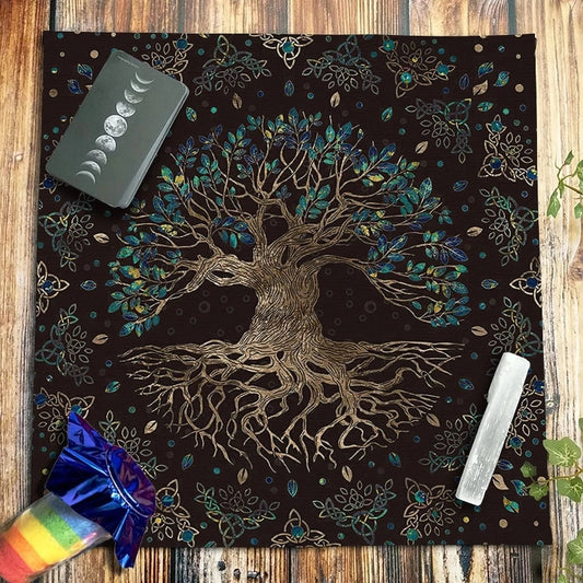 Tree of Life Tarot Tablecloth Altar Cloth Pagan Spiritual Pendulum Witchcraft Astrology Oracle Cards Pads for Room Home Decor - my-magic-mirror