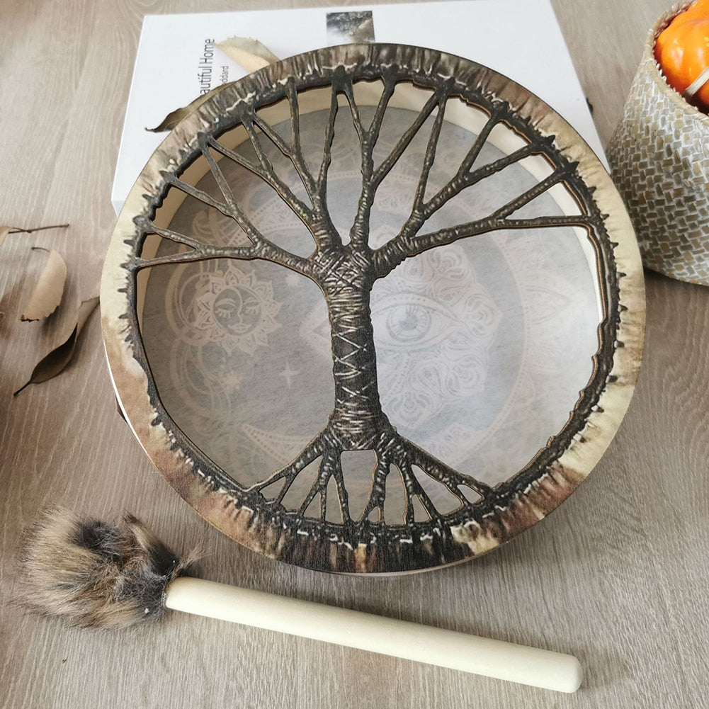 Vegan Shaman Drum Handmade Crafts Fashion Shaman Drum Desktop Ornament Sound Healing Tool for Spiritual Music Meditation - my-magic-mirror