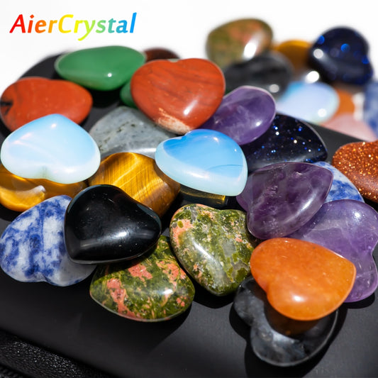 Natural Crysta Stone Love Heart Shape Ornaments Colorful Rough Seven Chakra Mineral Ore Fashion Jewelry Spiritual Healing Yoga - my-magic-mirror