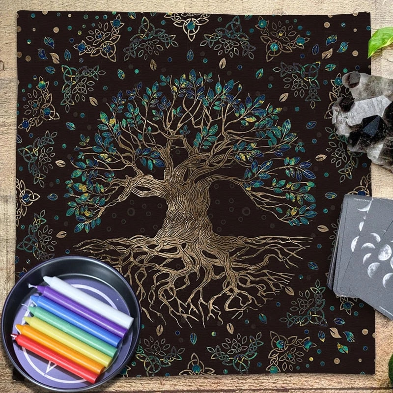 Tree of Life Tarot Tablecloth Altar Cloth Pagan Spiritual Pendulum Witchcraft Astrology Oracle Cards Pads for Room Home Decor - my-magic-mirror