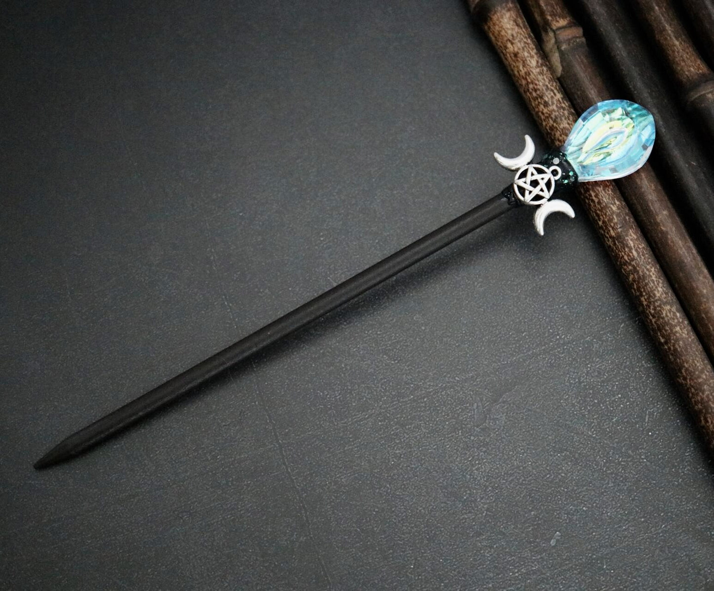 Handmade Crafts Vintage Witch wand magic wand Crystal Hairpin Witch Branch White Quartz Hair Stick wiccan Bridal Wedding Gift - my-magic-mirror