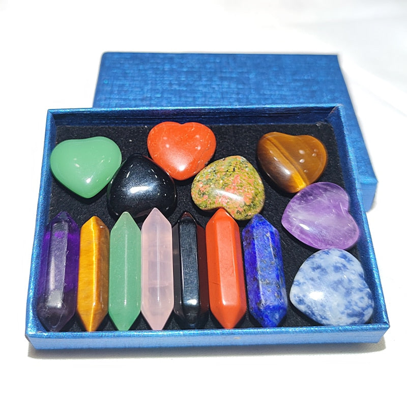 Natural Crysta Stone Love Heart Shape Ornaments Colorful Rough Seven Chakra Mineral Ore Fashion Jewelry Spiritual Healing Yoga - my-magic-mirror