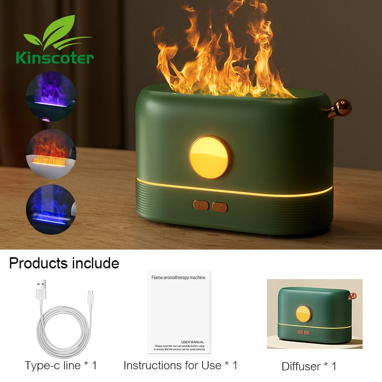 Kinscoter Aroma Diffuser Air Humidifier Ultrasonic Cool Mist Maker Fogger Led Essential Oil Flame Lamp Difusor - my-magic-mirror