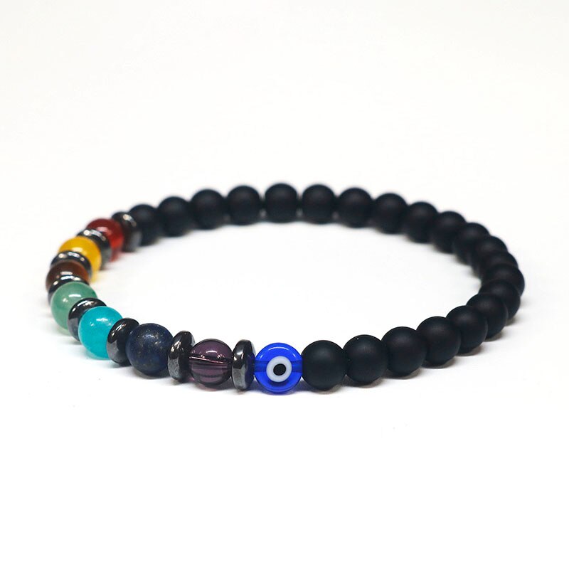 2022 6mm Yoga 7 Chakra Bracelet Men Women Lost Weight Magnetic Hematite Turkish Evil Eye Bracelet For Men Spiritual Jewelry - my-magic-mirror