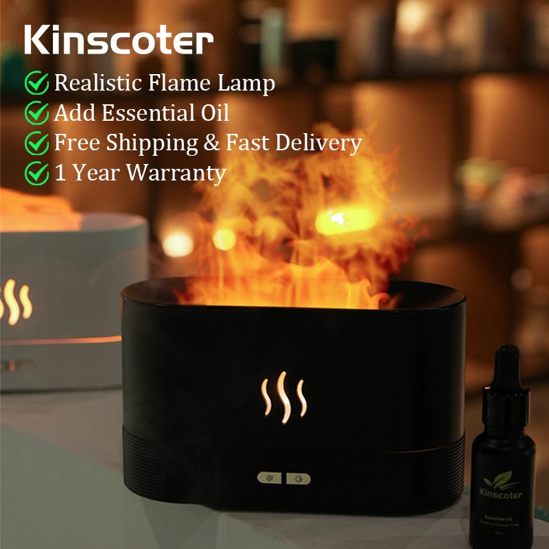 Kinscoter Aroma Diffuser Air Humidifier Ultrasonic Cool Mist Maker Fogger Led Essential Oil Flame Lamp Difusor - my-magic-mirror