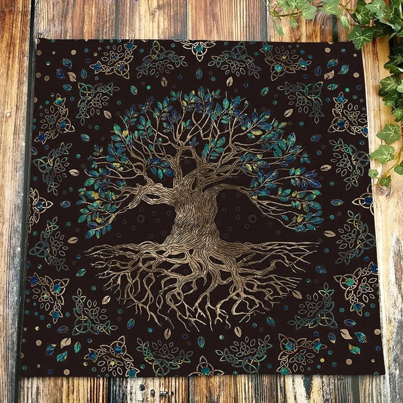 Tree of Life Tarot Tablecloth Altar Cloth Pagan Spiritual Pendulum Witchcraft Astrology Oracle Cards Pads for Room Home Decor - my-magic-mirror