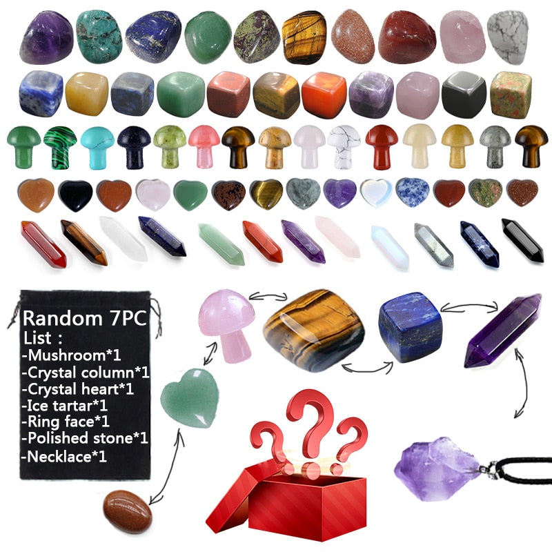 Natural Crysta Stone Love Heart Shape Ornaments Colorful Rough Seven Chakra Mineral Ore Fashion Jewelry Spiritual Healing Yoga - my-magic-mirror