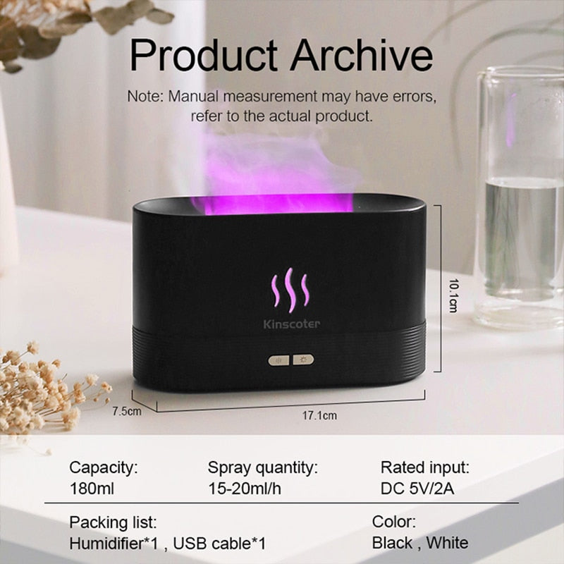 Kinscoter Aroma Diffuser Air Humidifier Ultrasonic Cool Mist Maker Fogger Led Essential Oil Flame Lamp Difusor - my-magic-mirror