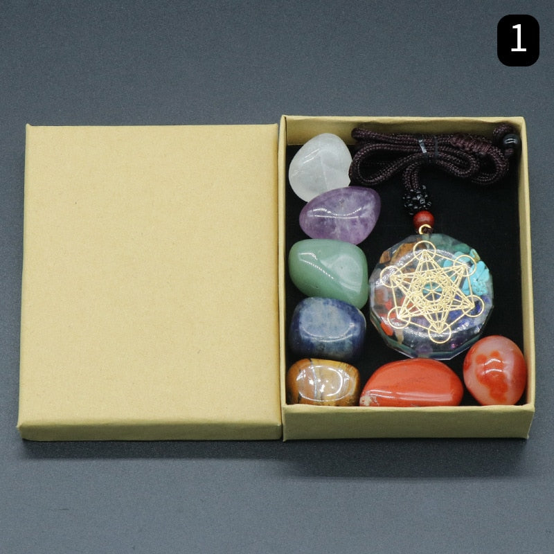 Orgone Pendant Kit 7 Chakra Healing Crystals Stones Metatron Cube Orgonite Pendant Energy Generator Necklace Spiritual Enhance - my-magic-mirror