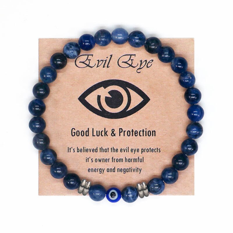 2022 Turkish Spiritual Jewelry Lucky Blue Evil Eye Bracelet Men Women Natural Tiger Eye Stone Protection Beads Bracelet For Men - my-magic-mirror