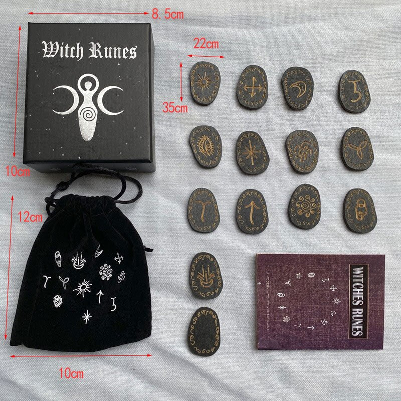 Witch Runes Stones Set Rune Witch Accessories Wood Engraved Witch Rune Symbol for Meditation Divination Tools Rune Stones - my-magic-mirror