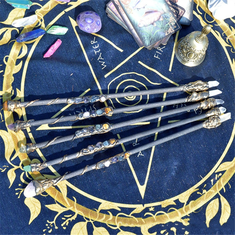 Witch Natural Crystal Wood Wand Amethyst Altar Spells Wizard Princess Fairy Magic Wands Ritual Tool Adornment Handmade Jewelry - my-magic-mirror