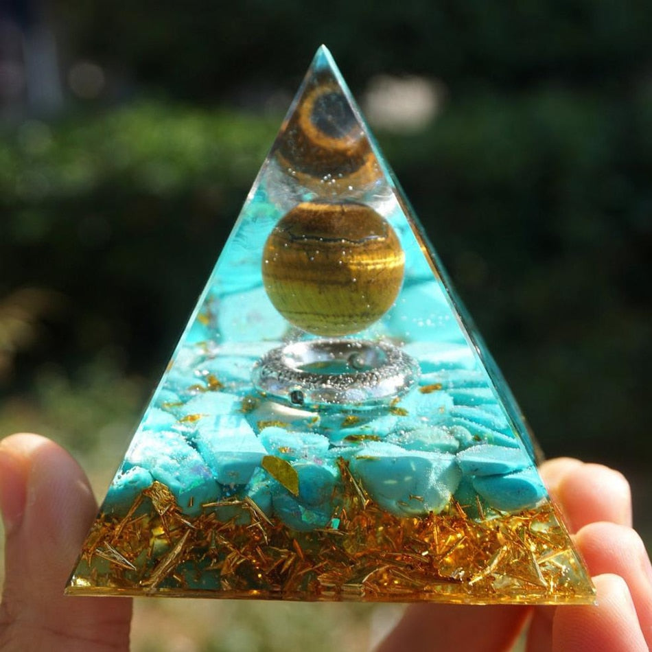 Energy Generator Orgone Pyramid Amethyst Peridot Healing Natural Crystal Reiki Chakra Generator Orgonite Pyramid Meditation Tool