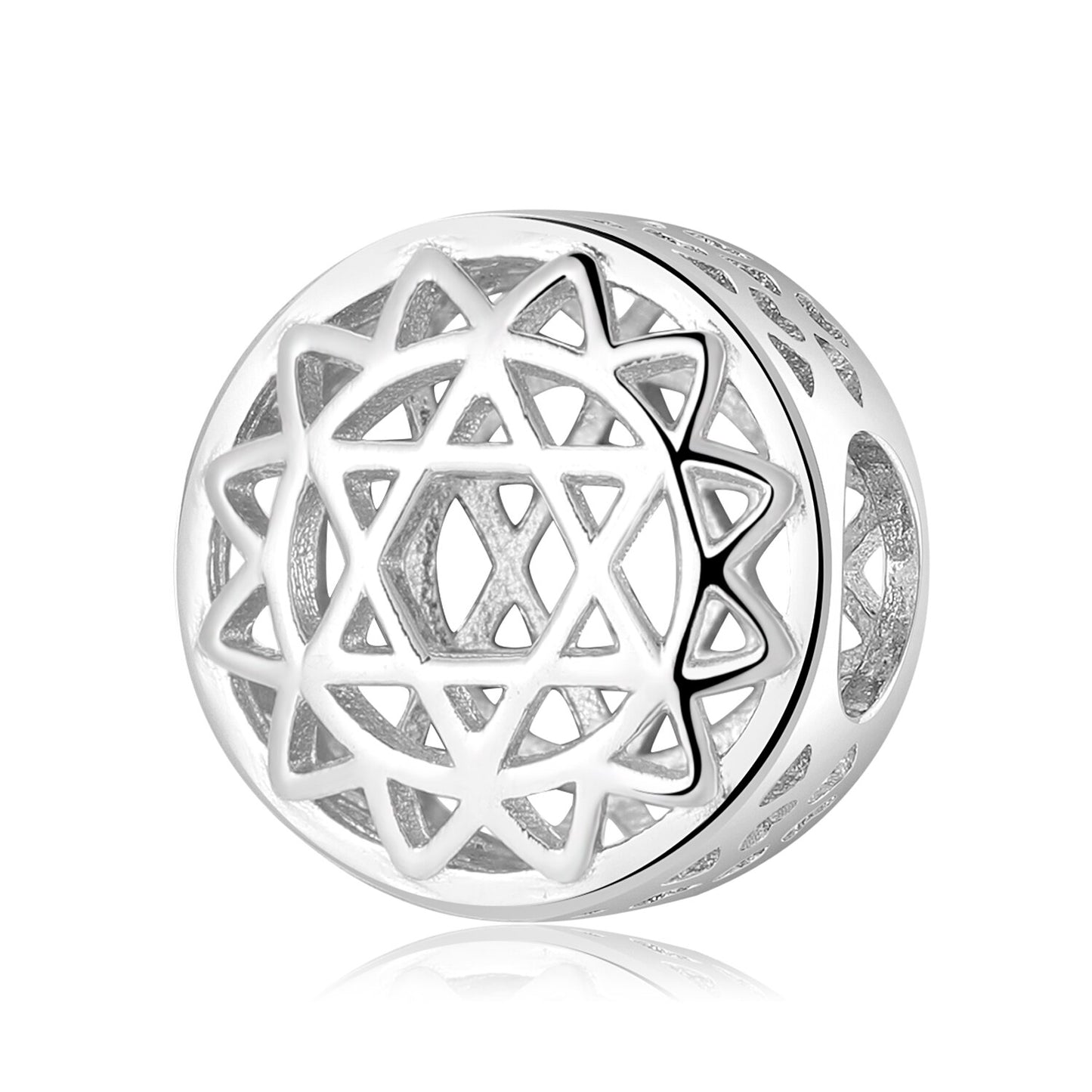 Hot Sale Hollow Out Seven Chakras Yoga Wheel Beads for Jewelry Making Silver-color Fit Original European Charms Bracelets DIY - my-magic-mirror