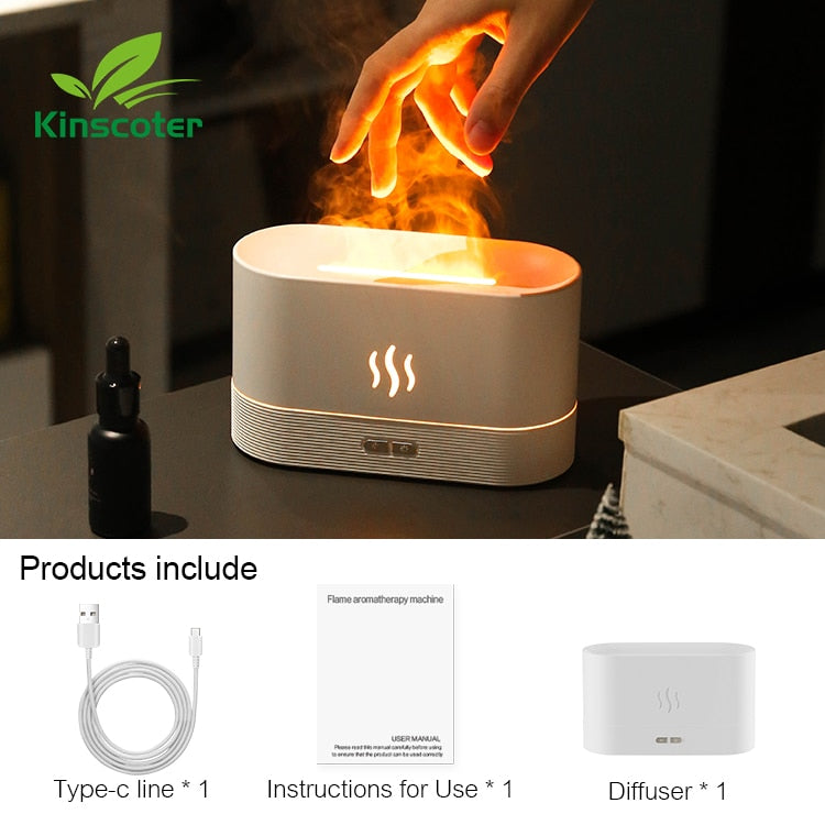 Kinscoter Aroma Diffuser Air Humidifier Ultrasonic Cool Mist Maker Fogger Led Essential Oil Flame Lamp Difusor - my-magic-mirror