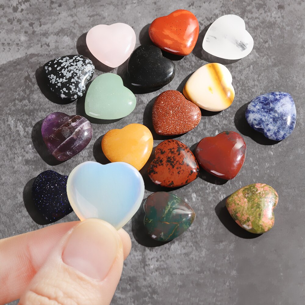 Natural Crysta Stone Love Heart Shape Ornaments Colorful Rough Seven Chakra Mineral Ore Fashion Jewelry Spiritual Healing Yoga - my-magic-mirror