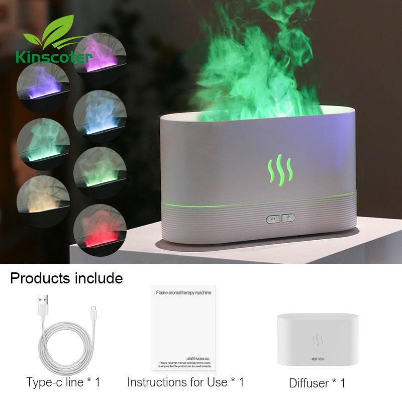 Kinscoter Aroma Diffuser Air Humidifier Ultrasonic Cool Mist Maker Fogger Led Essential Oil Flame Lamp Difusor - my-magic-mirror