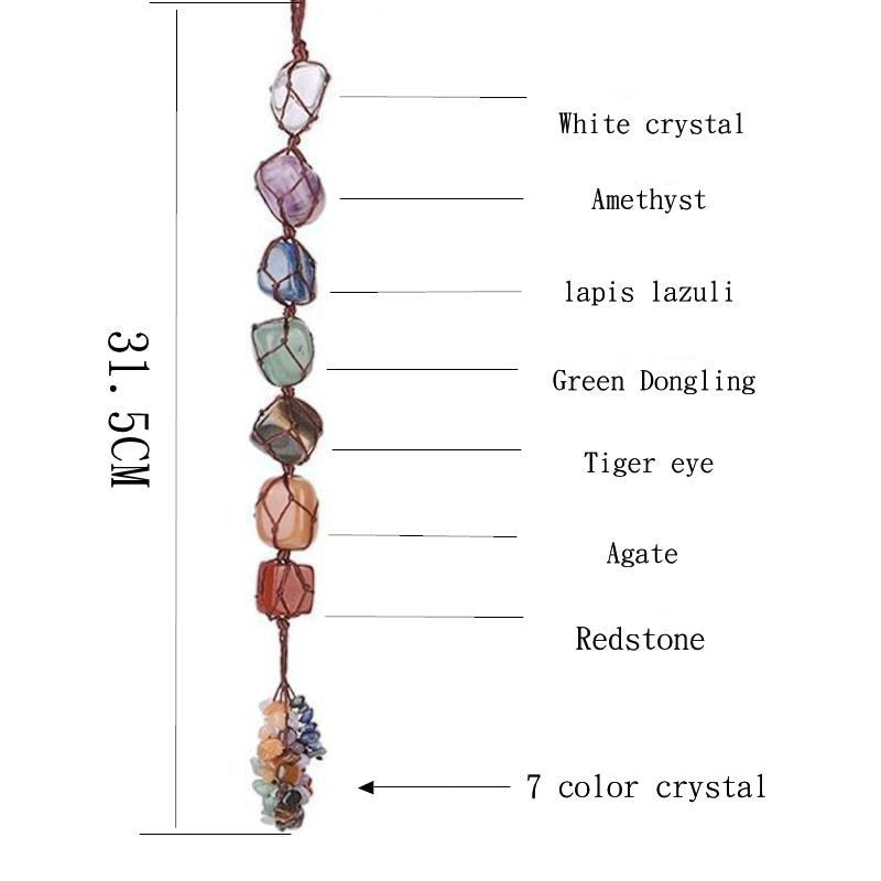 7 Chakra Gemstone Tassel Spiritual Car Pendant Reiki Healing Home Auto Hanging Ornament Natural Stone Decoration - my-magic-mirror