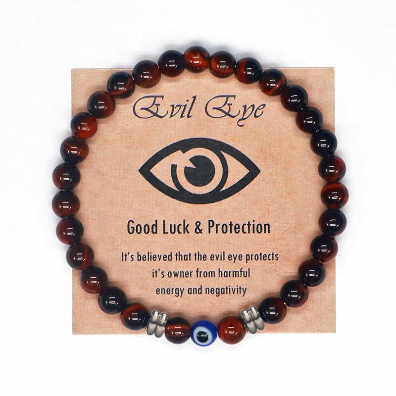 2022 Turkish Spiritual Jewelry Lucky Blue Evil Eye Bracelet Men Women Natural Tiger Eye Stone Protection Beads Bracelet For Men - my-magic-mirror