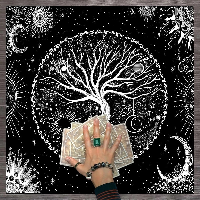 Tree of Life Tarot Tablecloth Altar Cloth Pagan Spiritual Pendulum Witchcraft Astrology Oracle Cards Pads for Room Home Decor - my-magic-mirror