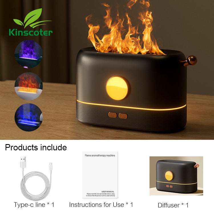 Kinscoter Aroma Diffuser Air Humidifier Ultrasonic Cool Mist Maker Fogger Led Essential Oil Flame Lamp Difusor - my-magic-mirror