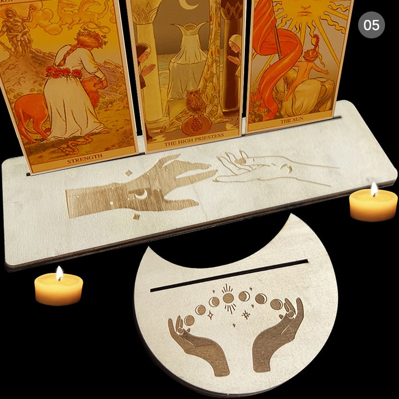 2/4pcs Wooden Card Stand for Tarot Moon Shape Rectangle Card Altar Stand Wood Display for Witch Divination Tools Decor - my-magic-mirror