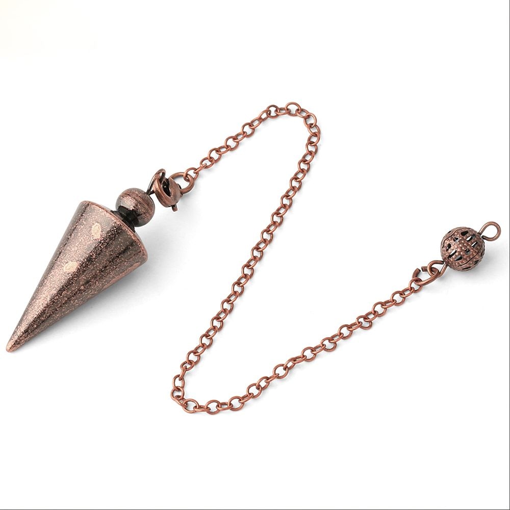 New Metal Pendulum For Dowsing Divination Reiki Healing Spiritual Wicca Amulet Antique Copper Spiral Cone Chains Pendant Jewelry - my-magic-mirror