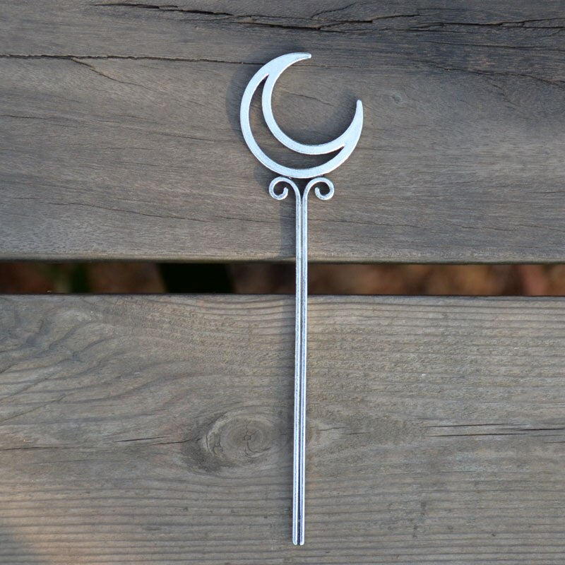 Witch Sword Crescent Moon Goddness Hair Stick Pagan Occulet Hairpin Amulet Spirit Hair Jewelry For Women - my-magic-mirror