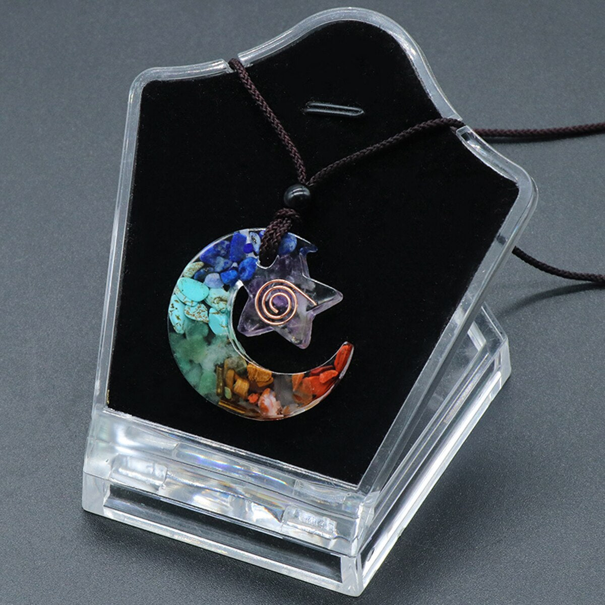 7 Chakra Healing Balance Pendant Necklace Star Moon Resin Crystal Chips Natural Stone Charms Reiki Yoga Jewelry Necklaces Gift - my-magic-mirror