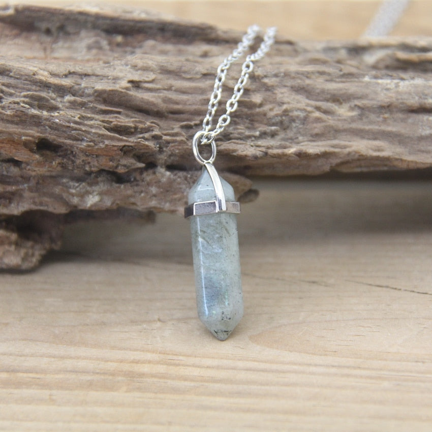 Natural Stone Hexagonal Point Pendants Necklaces Healing Crystal Quartz Fluorite Lapis Bullet Pendulum Chakra Jewelry QC3106 - my-magic-mirror