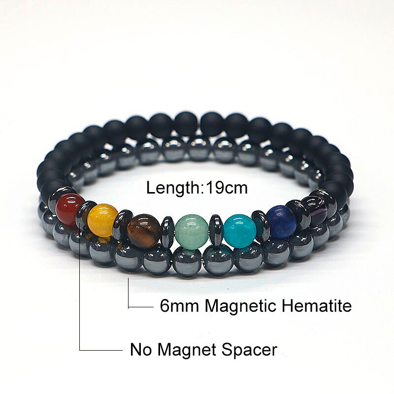 2022 6mm Yoga 7 Chakra Bracelet Men Women Lost Weight Magnetic Hematite Turkish Evil Eye Bracelet For Men Spiritual Jewelry - my-magic-mirror